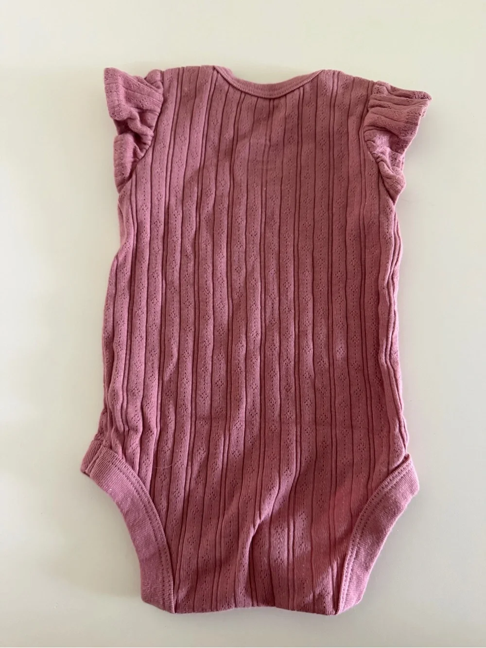 Kids Ribbed Flutter Sleeve One-Piece - Mauve Pink